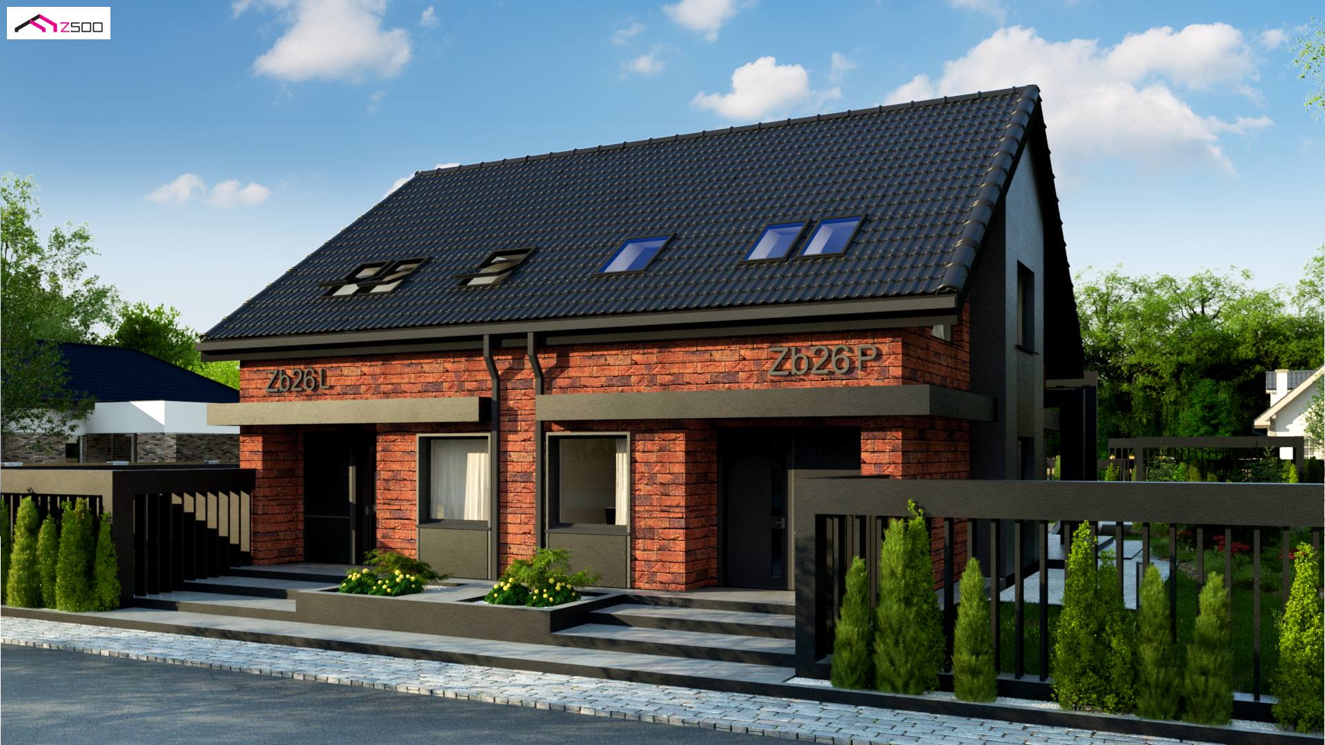 Zb26 to wyjątkowy dom z kategorii projekty domów jednorodzinnych Gotowy projekt domu - Tradycyjny bliźniak o powierzchni 108m2 z gabinetem na parterze i 3 sypialniami.