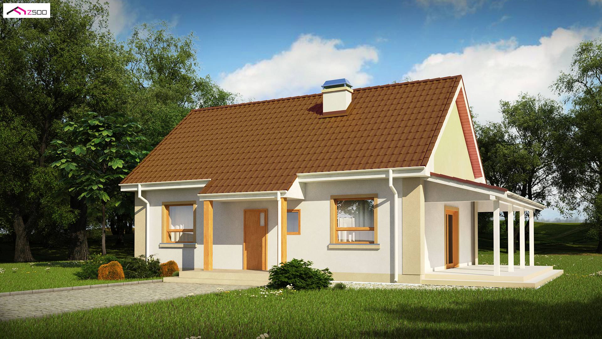 Z12 D L ztb HB to wyjątkowy dom z kategorii projekty domów jednorodzinnych Gotowy projekt domu - odbicie lustrzane z zadaszonym tarasem w technologii H-Block firmy Solcraft