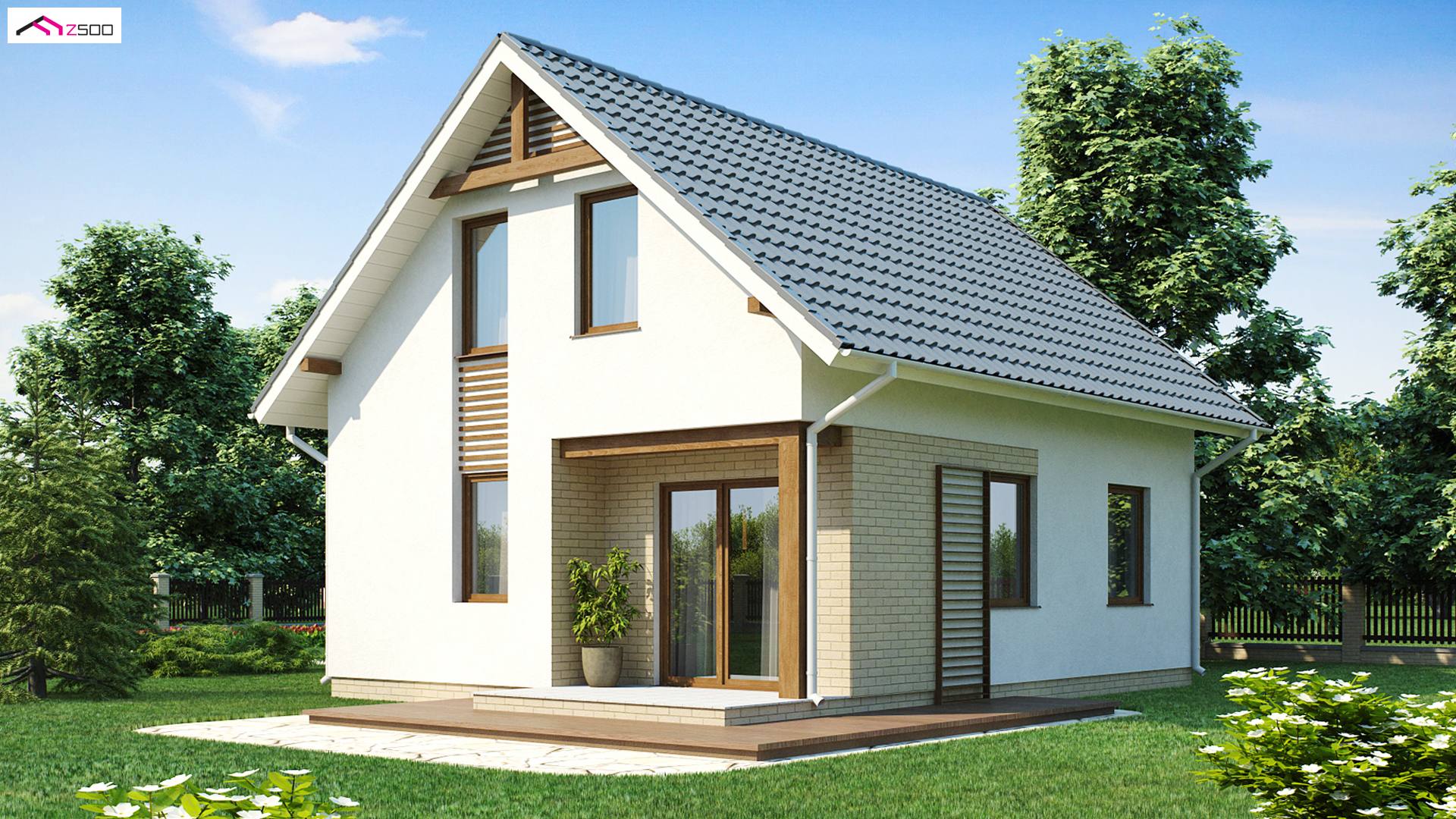 Z71 HB to wyjątkowy dom z kategorii projekty domów jednorodzinnych Gotowy projekt domu - dom z dachem dwuspadowym w technologii H-Block firmy Solcraft