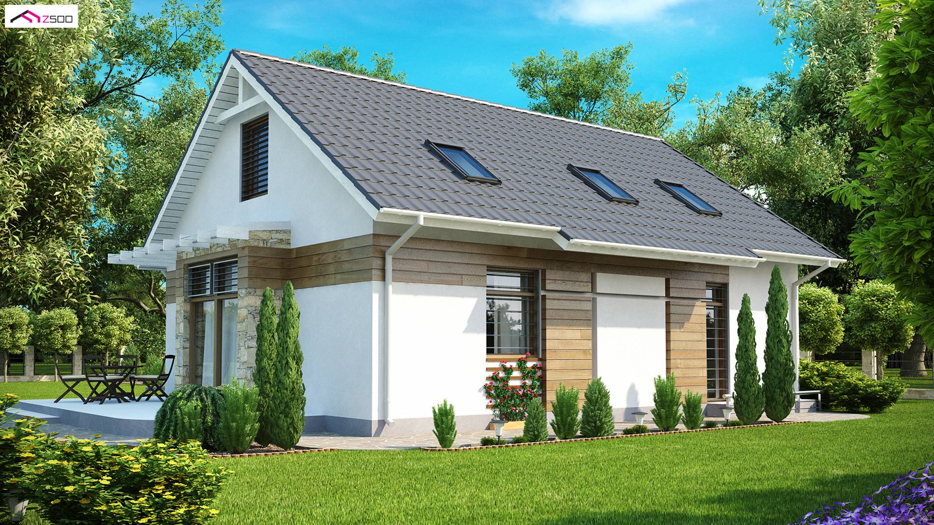 Z113 HB to wyjątkowy dom z kategorii projekty domów jednorodzinnych Gotowy projekt domu - Projekt wygodnego domu z poddaszem w technologii H-Block firmy Solcraft