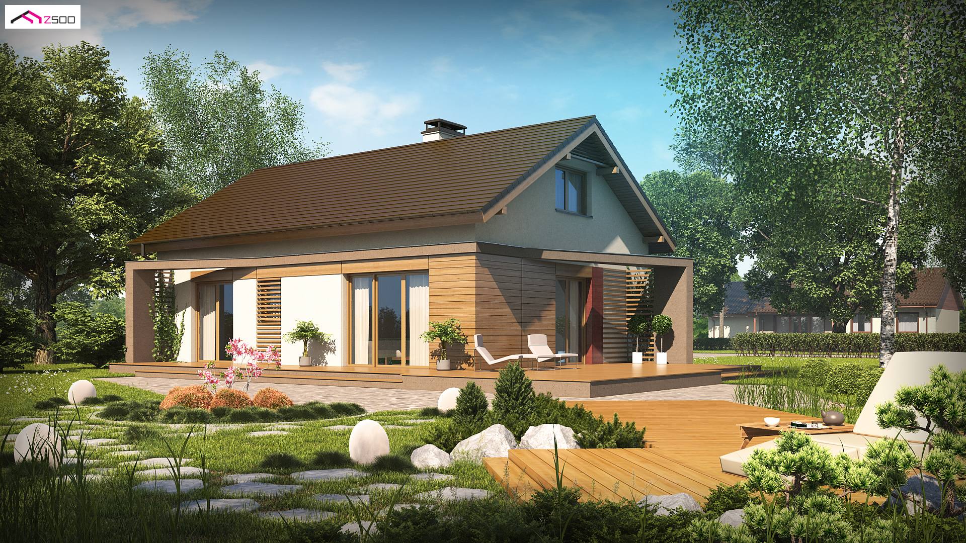 Z255 a HB to wyjątkowy dom z kategorii projekty domów jednorodzinnych Gotowy projekt domu - Kompaktowy dom z kuchnią i kotłownią