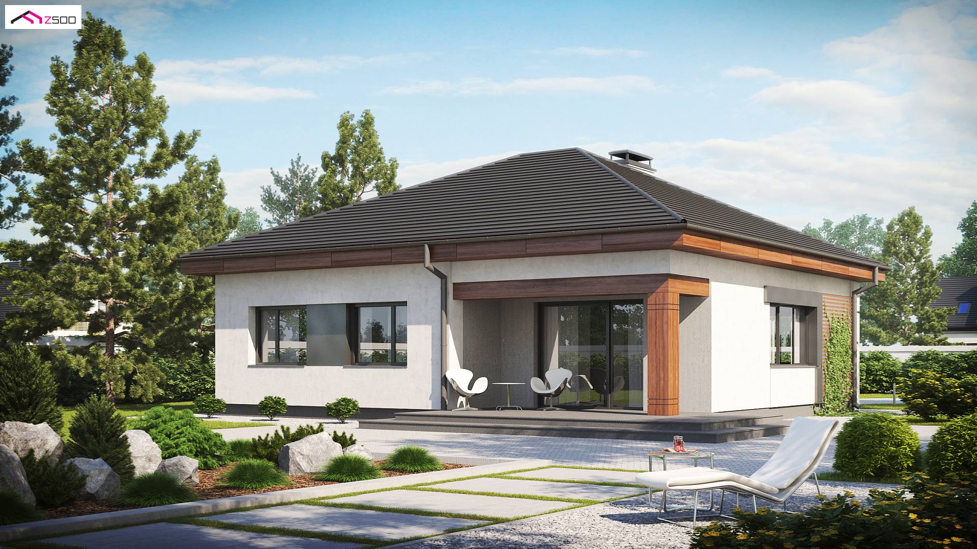 Z273 HB to wyjątkowy dom z kategorii projekty domów jednorodzinnych Gotowy projekt domu - Kompaktowy dom parterowy w technologii H-Block firmy Solcraft