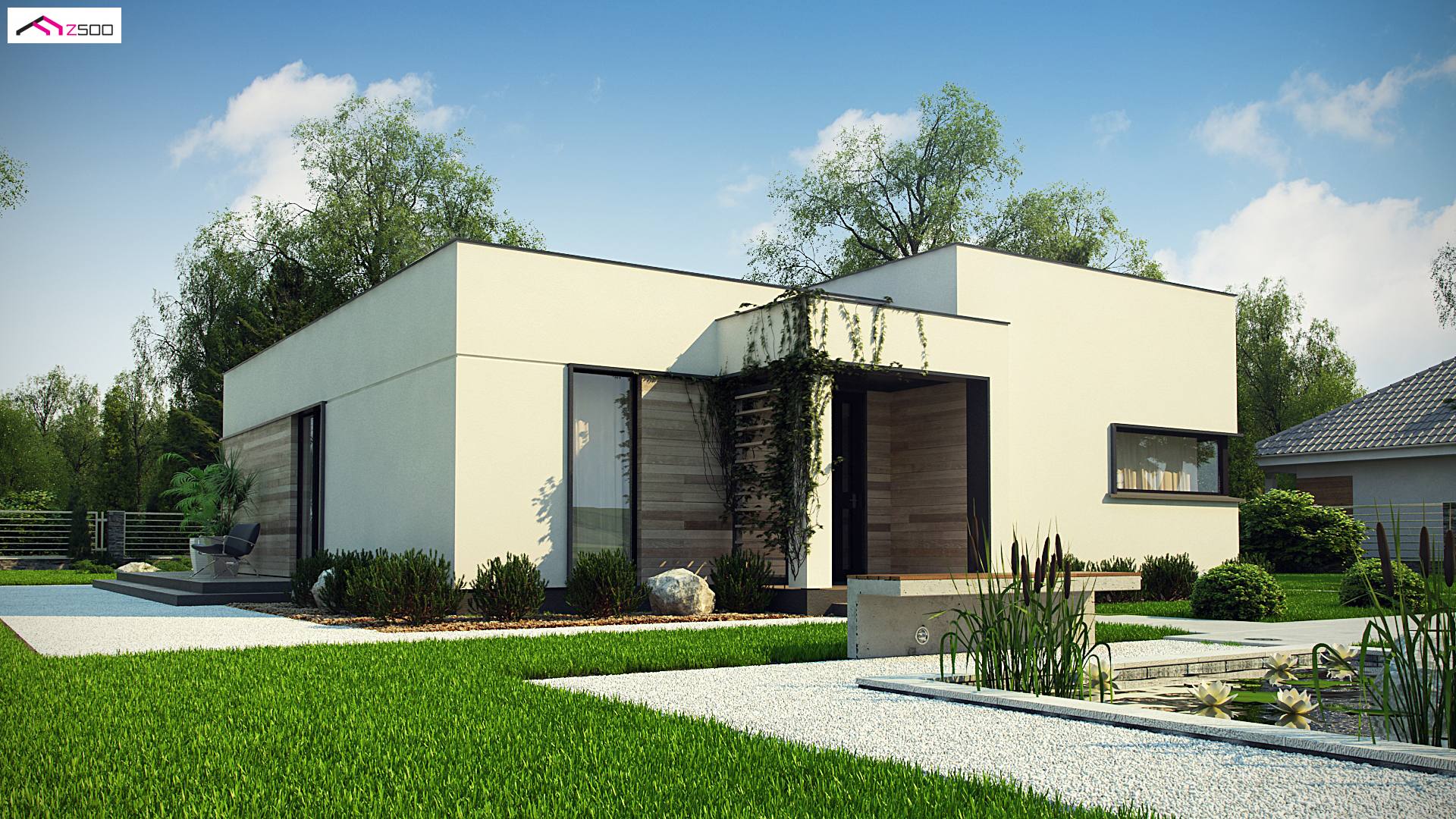Zx138 HB to wyjątkowy dom z kategorii projekty domów jednorodzinnych Gotowy projekt domu - Nowoczesny, parterowy dom jednorodzinny w technologii H-Block firmy Solcraft