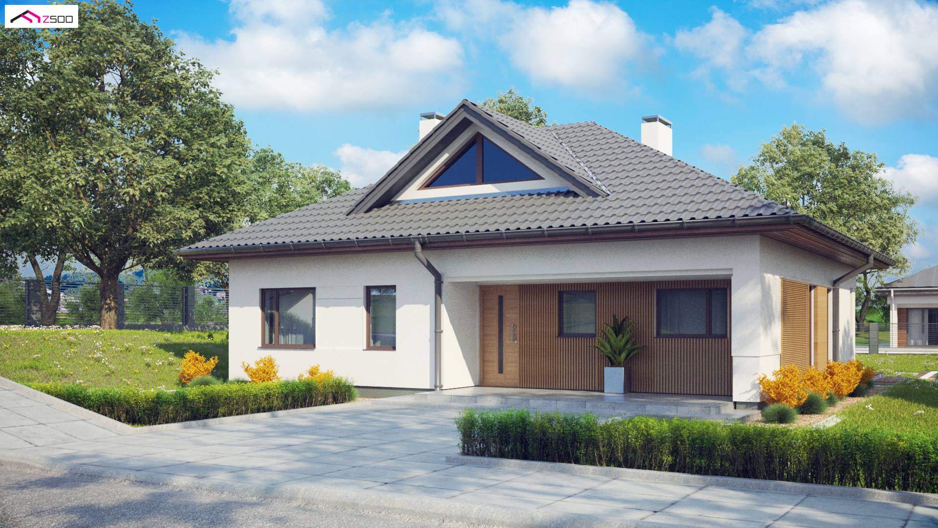 Z230 D to wyjątkowy dom z kategorii projekty domów jednorodzinnych Gotowy projekt domu - Funkcjonalny parterowy dom z możliwością adaptacji poddasza.