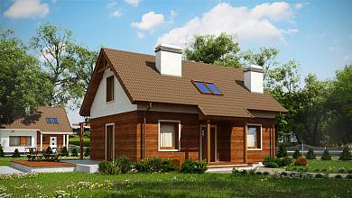 Z34 D L - Projekt domu na małą działkę, w technologii drewnianej.