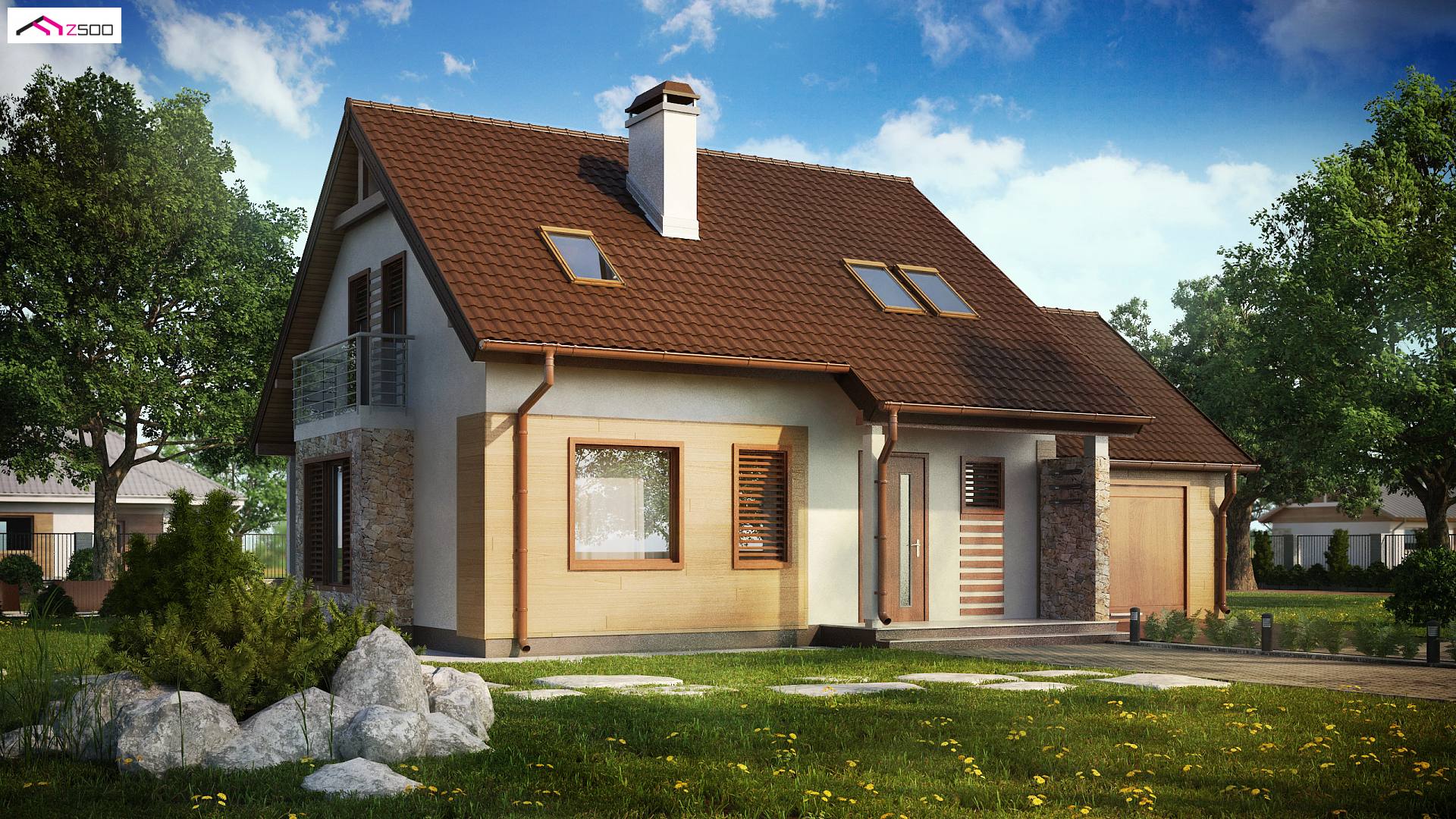 Z102 GP to wyjątkowy dom z kategorii projekty domów jednorodzinnych Gotowy projekt domu - Funkcjonalny i tani w budowie dom z poddaszem i z garażem jednostanowiskowym.