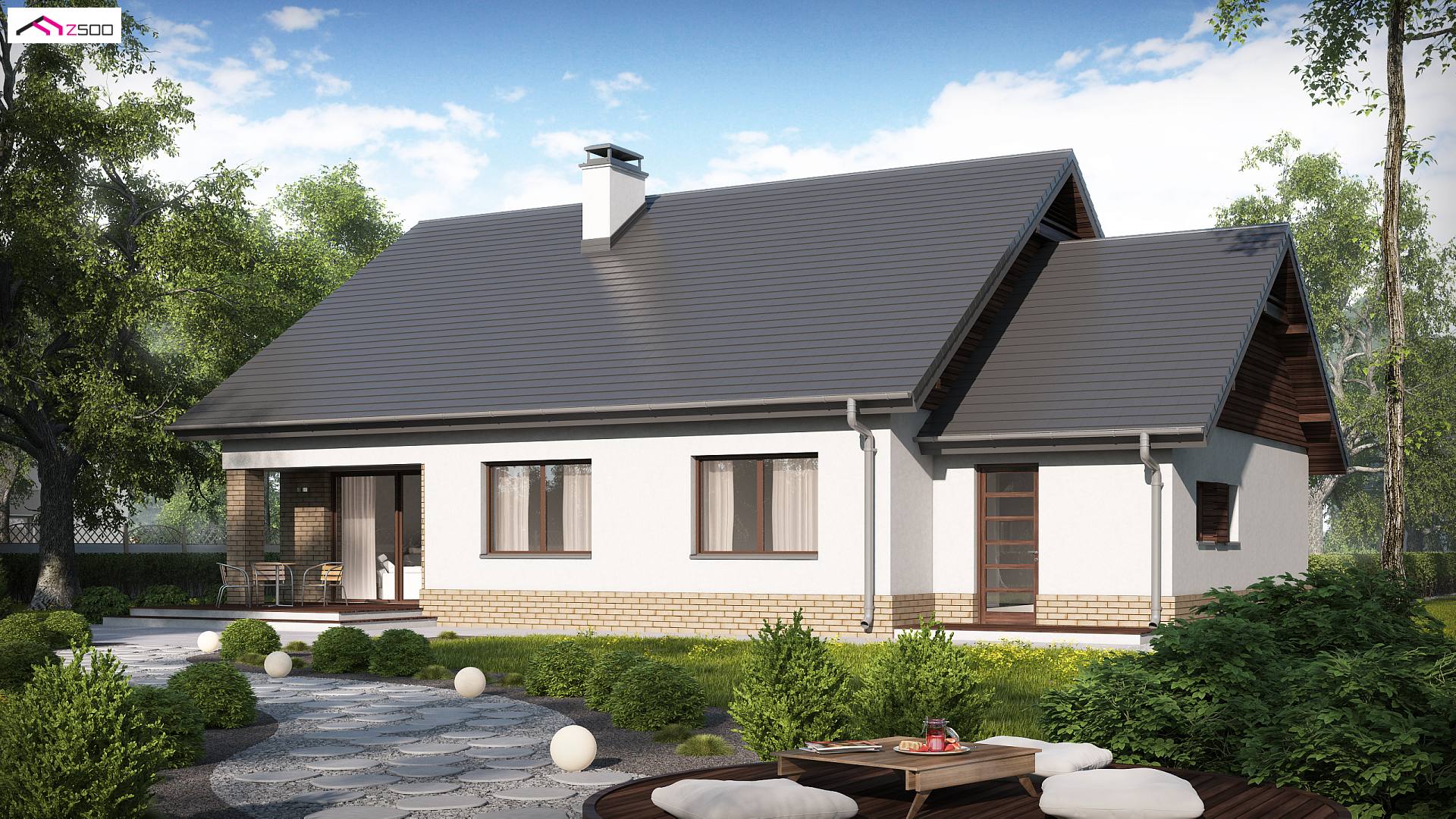 Z131 to wyjątkowy dom z kategorii projekty domów jednorodzinnych Gotowy projekt domu - Wygodny parterowy dom z garażem oraz opcją adaptacji poddasza na użytkowe.