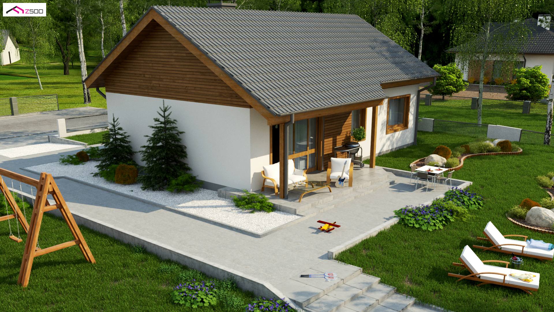 Z7 D 30 to wyjątkowy dom z kategorii projekty domów jednorodzinnych Gotowy projekt domu - Wariant projektu Z7 D z kątem nachylenia połaci dachowej wynoszącym 30st.
