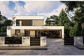 Projekt domu Zx172 Nowoczesny dom z płaskim dachem, garażem