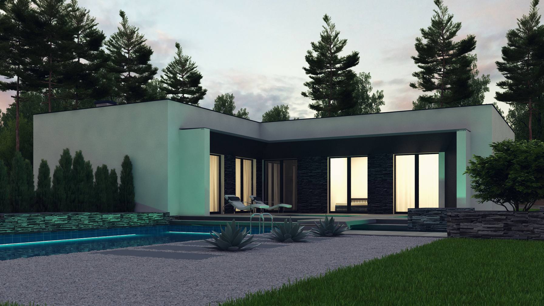 aloveページ Projekt domu Zx160 Nowoczesny Parterowy dom z dużym tarasem