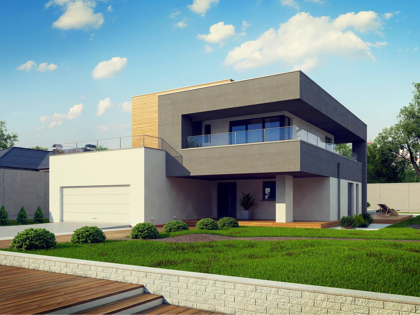 Donzaiya　DJNIMS Projekt domu Zx172 Nowoczesny dom z płaskim dachem, garażem